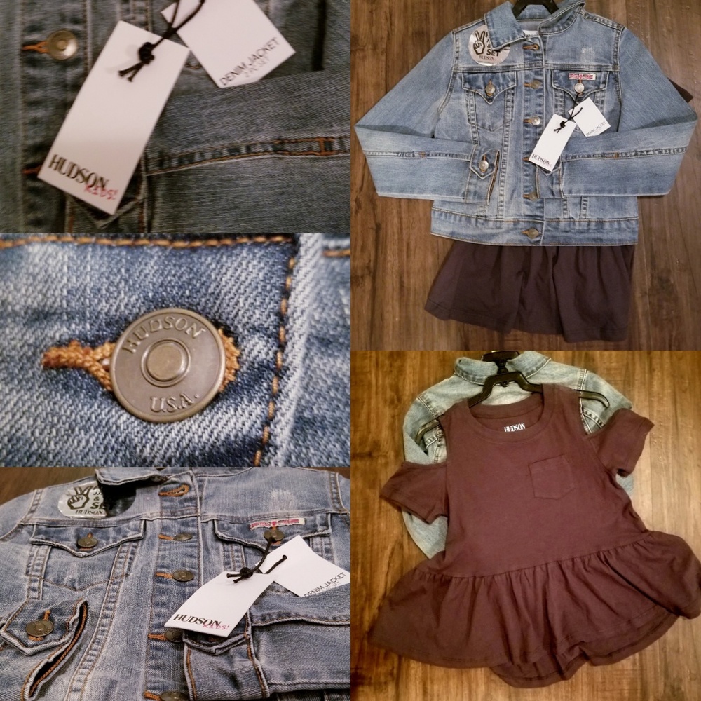Hudson Kids Jean Jacket w/ gray Cold Shoulder shrt